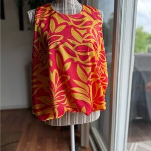 Renee C. Red and Yellow Sleeveless Boxy Blouse